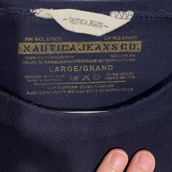 Y2K Nautica Patch Chest Navy Tee w/ Gray Thermal Knit Long Sleeves Men’s L - Picture 5 of 7